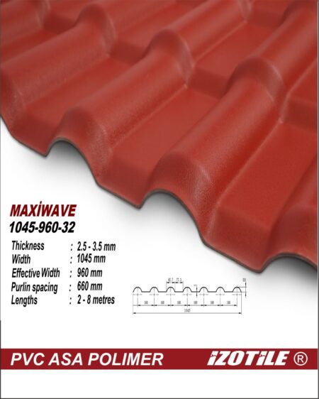 Izotile Maxiwawe Terracotă ,cu dimensiunile 1050x2200 mm (2,31 m²).