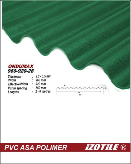 Izotile Ondumax<strong> Verde cu dimensiunile 960x2100 mm (2,02 m²)</strong>